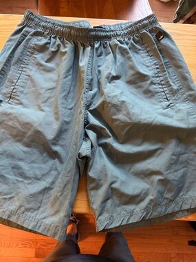 Nike Men's Elastic-Waist Athletic Shorts in green blue